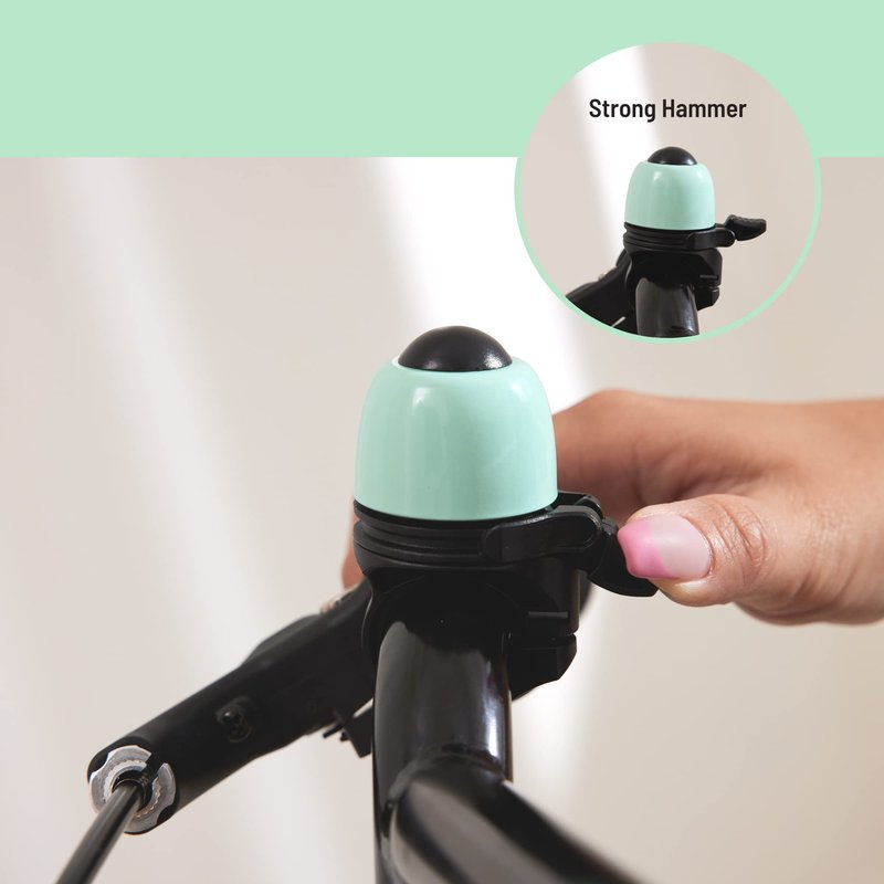 N+1 Macaron Brass Bike Bell - Classic Bicycle Bell with Double Sound Ringer for Kid Bikes, Road Bikes, Mountain Bikes (Spring Green)