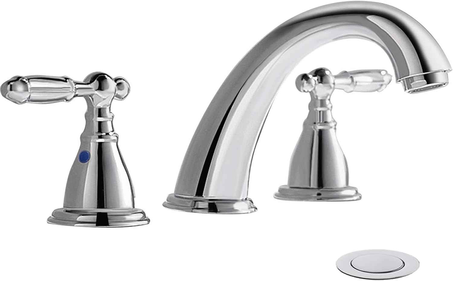 Phiestina 8-Inch Widespread Bathroom Faucet - Chrome, Lead-Free, Metal Pop-Up Drain, Model WF008-4-C