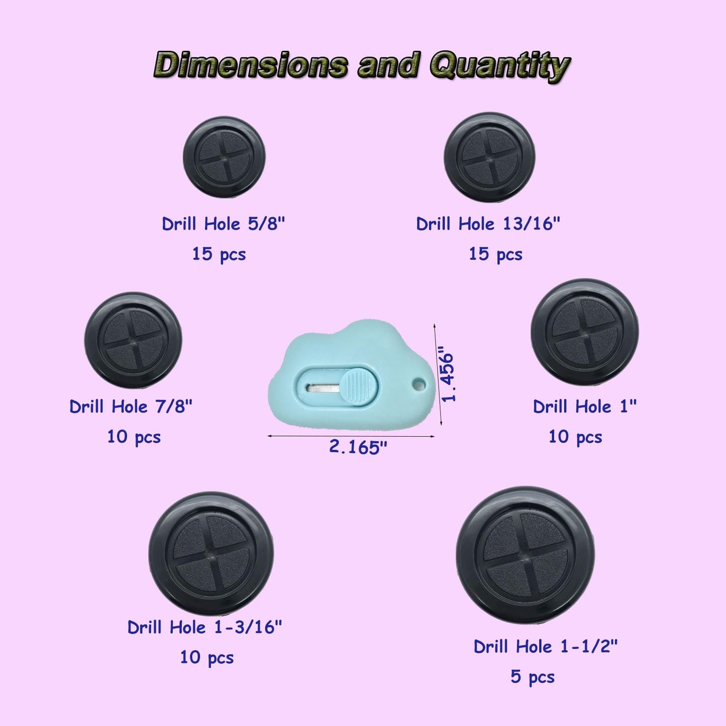 65Pcs Round Rubber Grommets kit 6 Sizes Double Sided Rubber Grommets for Wiring Automotive Rubber Firewall Hole Plug Cable Wire Protection with Retractable Knife(1-1/2" 1-3/16" 1" 7/8" 13/16" 5/8")