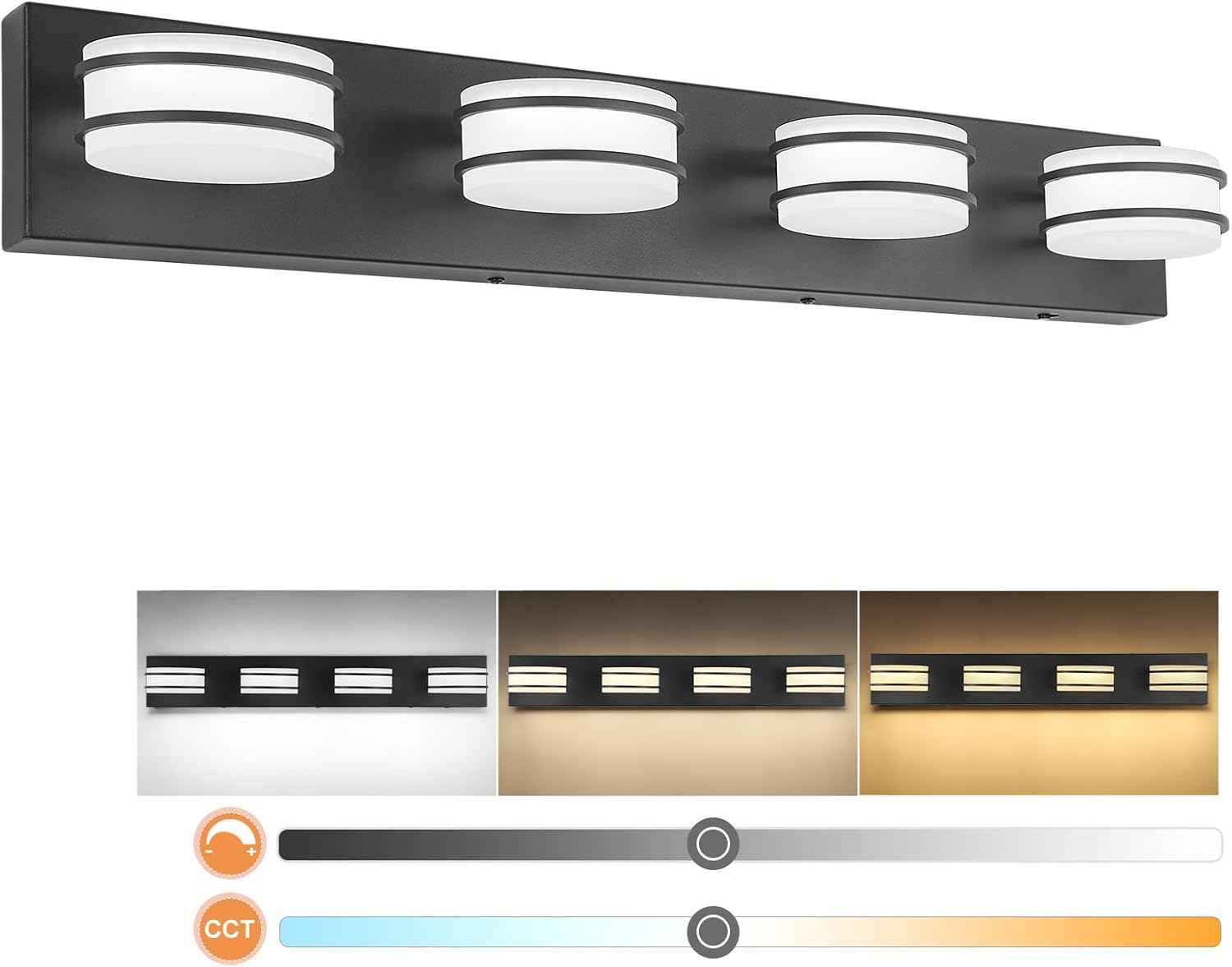 LED Chrome 3-Light Dimmable Bathroom Vanity Light Fixture - Modern Acrylic & Stainless Steel Over Mirror Lighting