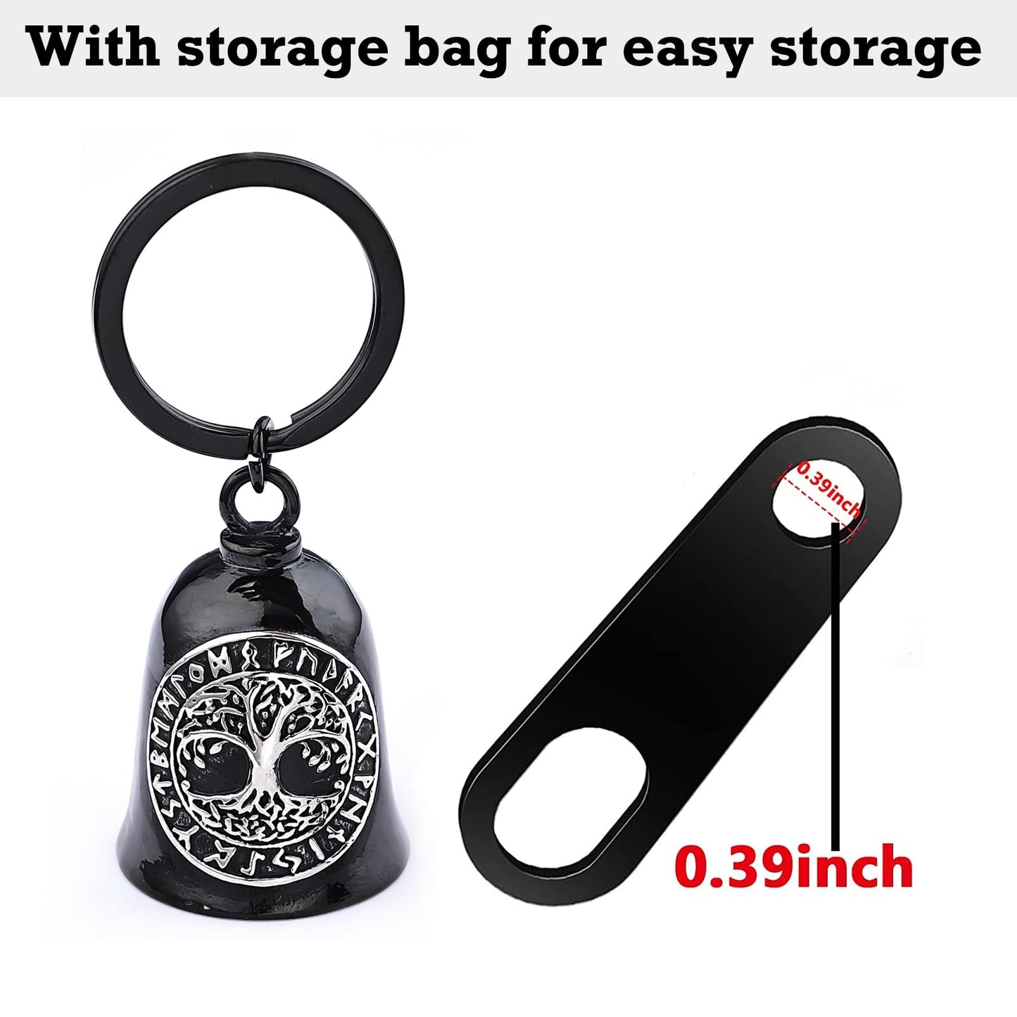 Motorcycle Viking Bell - Motorcycle Angel Bell for Men and Women, Motorcycle Accessories (Black Silver)