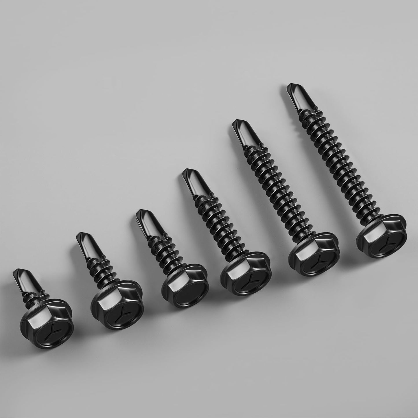 BNUOK #14 x 1 Inch Self Drilling Screws, (62pcs) 1 lbs Black Self Tapping Screws for Metal, 410 Stainless Steel Hex Washer Head Sheet Metal Screw