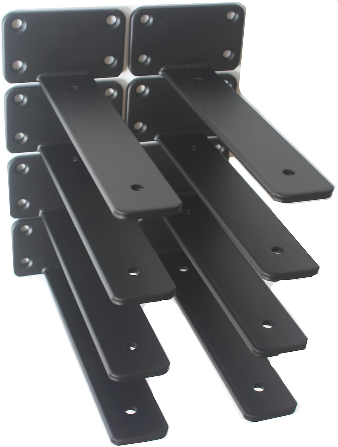 10-Inch Black Iron Floating Shelf Brackets - 12 Pack Rustic Industrial Support
