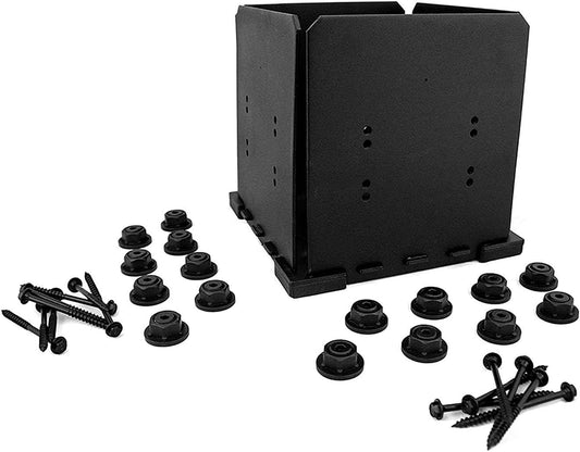 Ozco Laredo Sunset Lite 6x6 Post Base Kit - Galvanized Steel with Decorative Plates & Screws