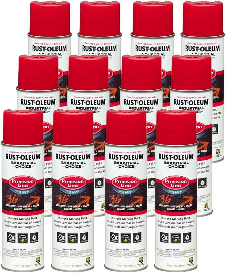 Fluorescent Orange Marking Spray Paint - Rust-Oleum 12 Pack, 17 Oz Inverted Solvent-Based