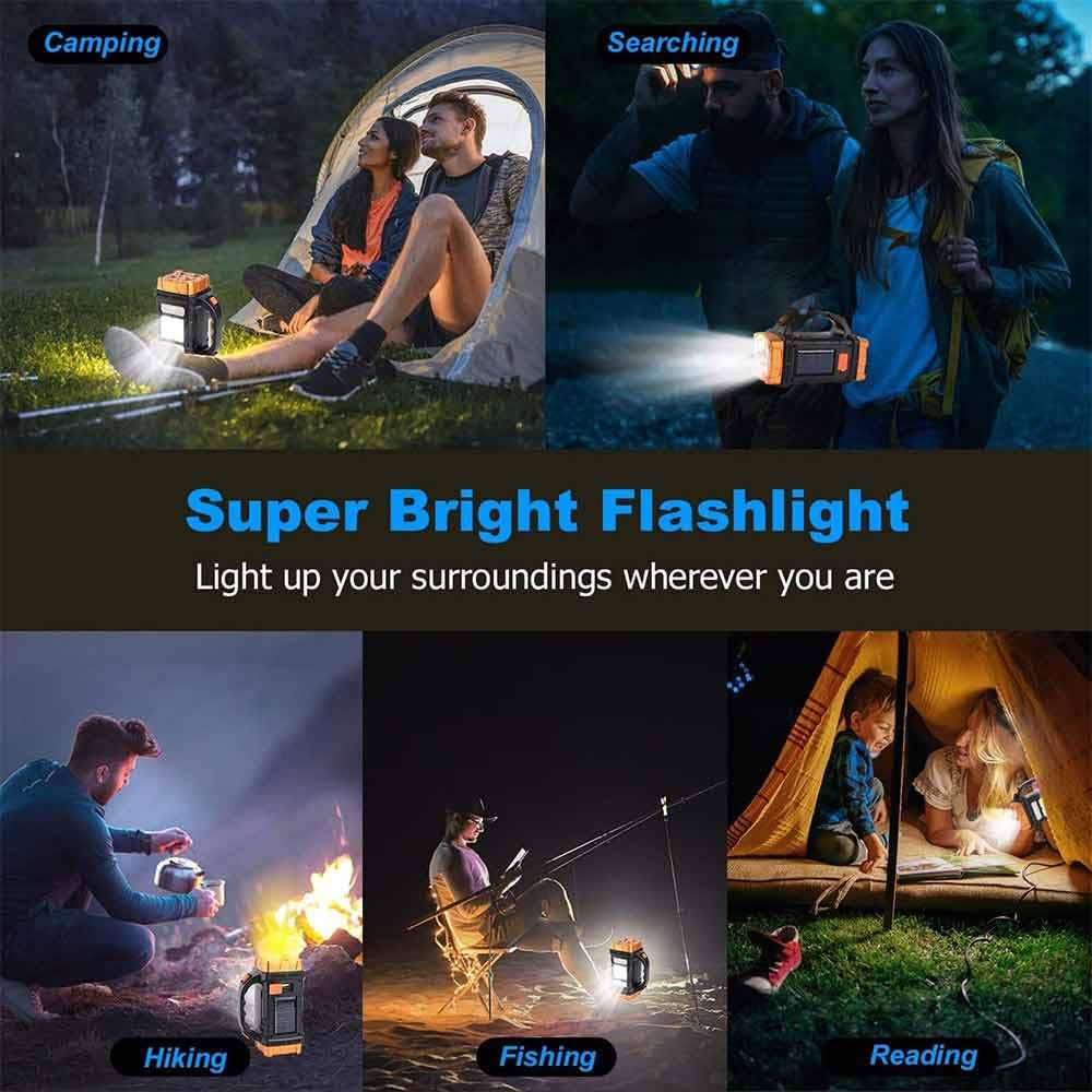 sallbris Premium High Lumens LED Work Light – Multipurpose Flashlight with Searchlight and Lantern Features - Rechargeable Outdoor Waterproof Solar Flashlight - Portable & Lightweight(Yellow