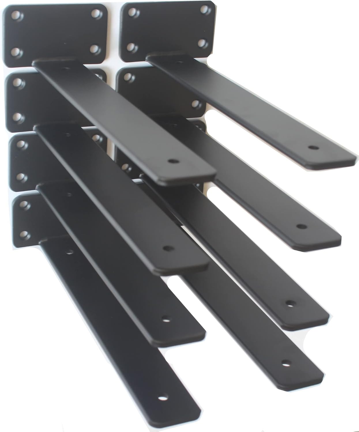 10-Inch Black Iron Floating Shelf Brackets - 12 Pack Rustic Industrial Support