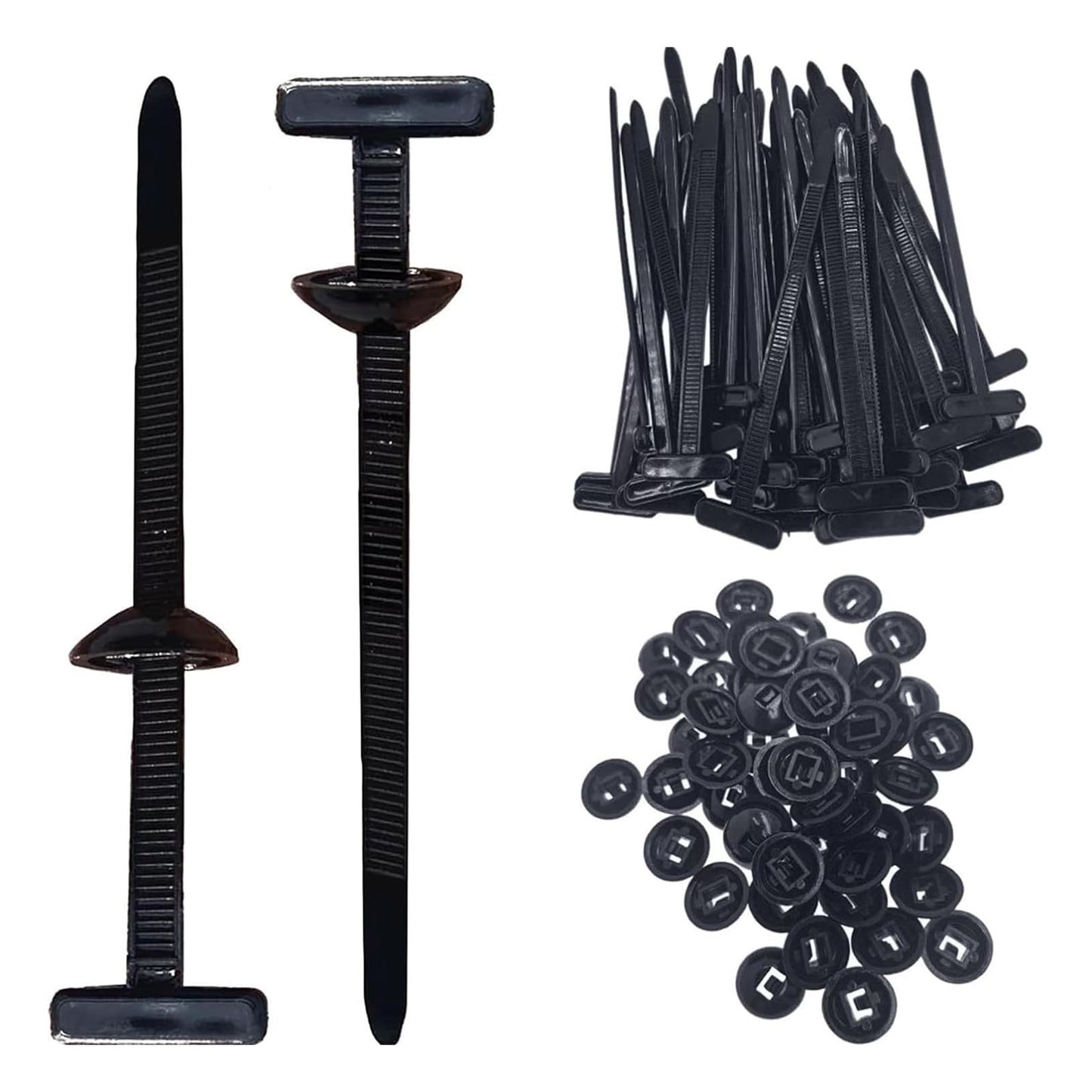 100pcs Nylon Universal Cable Tie Buckle – Heavy Duty Self-Locking Zip Ties Holder with Pin & Button Design, Plastic Cable Ties Tool Fasteners Car Body, UV Resistant Zipties for Car Daily Repair