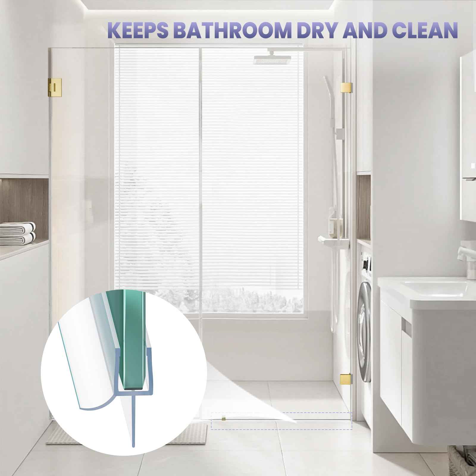 2PCS Shower Door Bottom Seal Strip, Clear PVC, 36" Length, Fits 6mm Thick Glass, Prevents Leaks & Water Damage, Easy Installation, No Adhesive Required (Clear, 36in for 1/4"(6mm) Door)