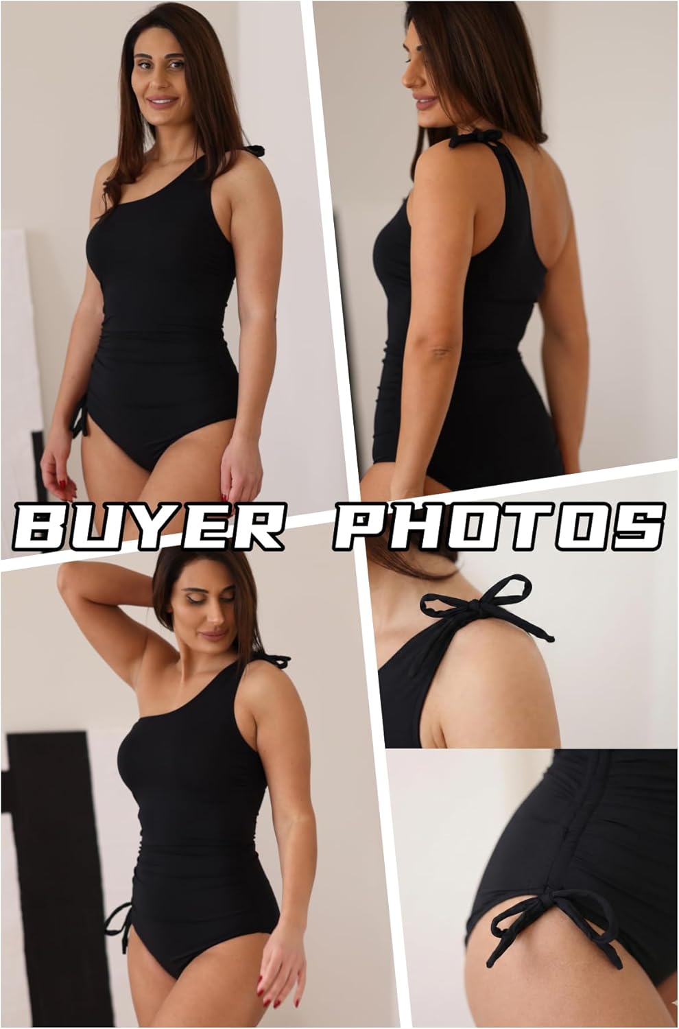 Skiennix One Shoulder One Piece Swimsuit - Tummy Control Bathing Suit with Ruched Design | Full Coverage Side Tie