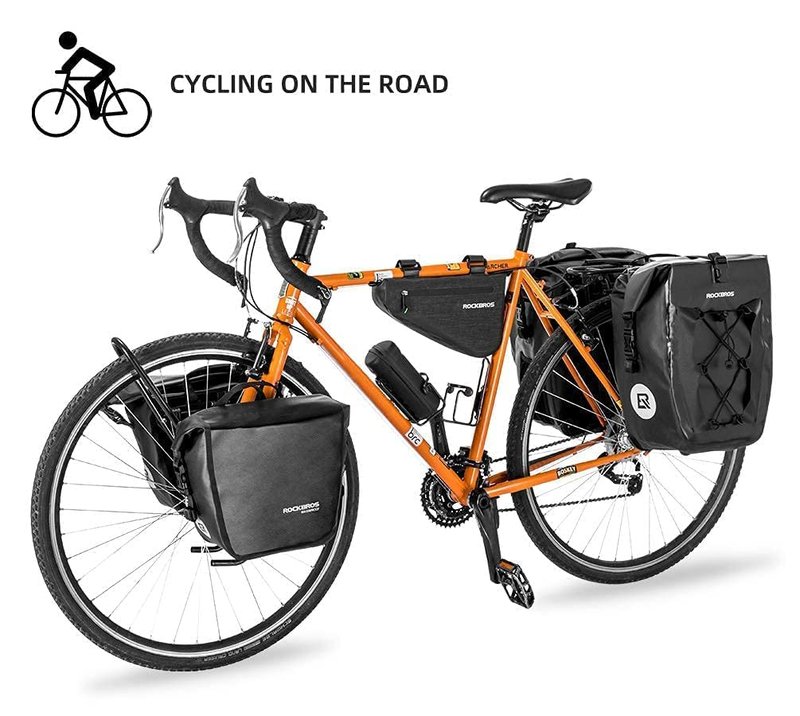 ROCKBROS Front Roller Panniers Bag Front Rack Bike Bag Sturdy Shelf Package with Carrying Handle & Free Shoulder Strap for Touring Picnic Commuting 1 Pair