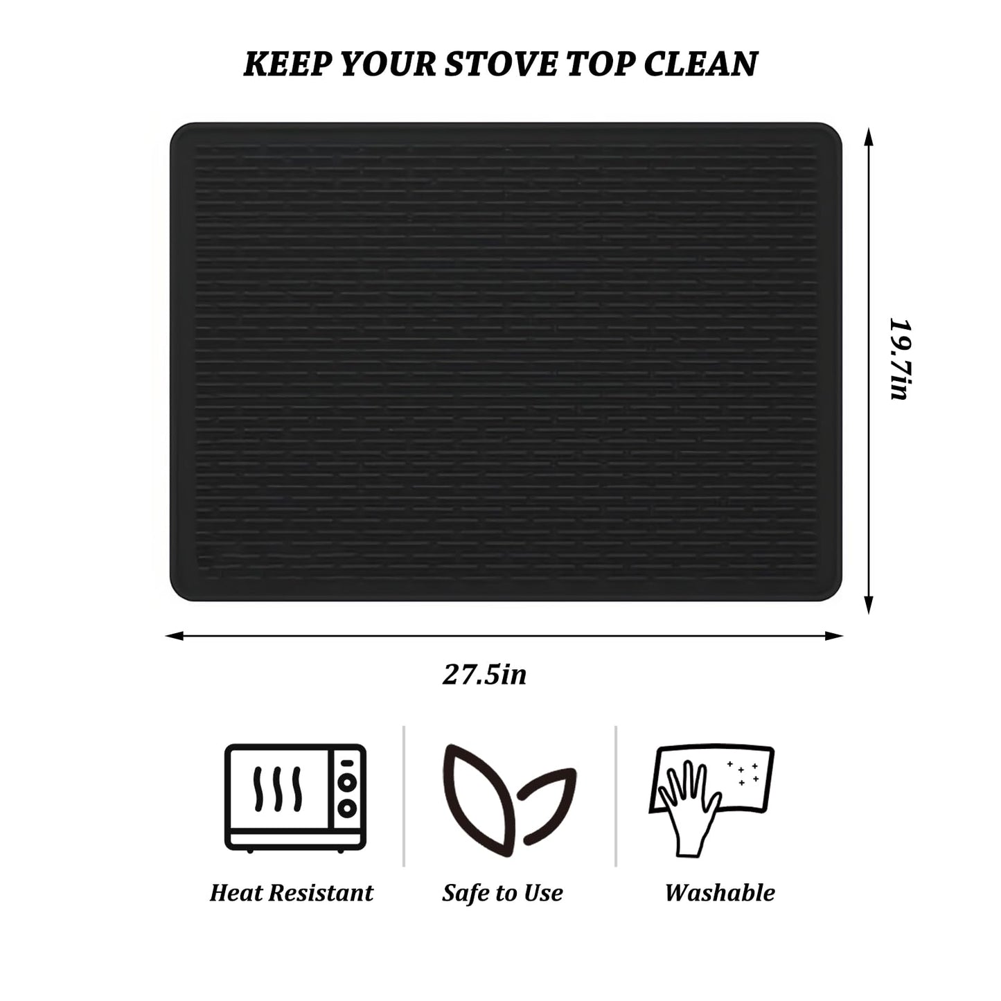 Stove Top Covers for Electric Stove - Silicone Stove Cover Mat - 28 x 20 Ceramic Stove Guard Stove top Protector, Heat Resistant Cooktop Cover, Dish Drying Mats for Kitchen, Black