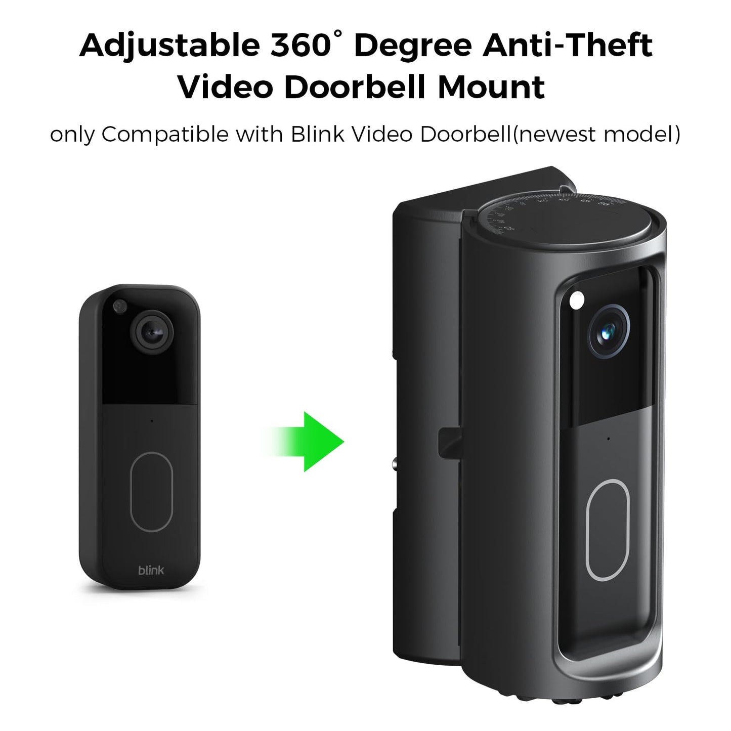 KERZEAT Blink Doorbell Mount Adjustable 360° Degree Angle Compatible with Blink Video Doorbell(2025 Model), No-Drill Camera Bracket Holder for Home, Apartment & Dorm (Adhesive Mount)