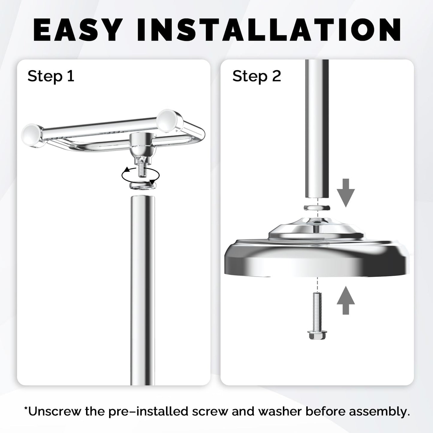 Brushed Nickel Free Standing Toilet Paper Holder with Pivoting Design & Weighted Base