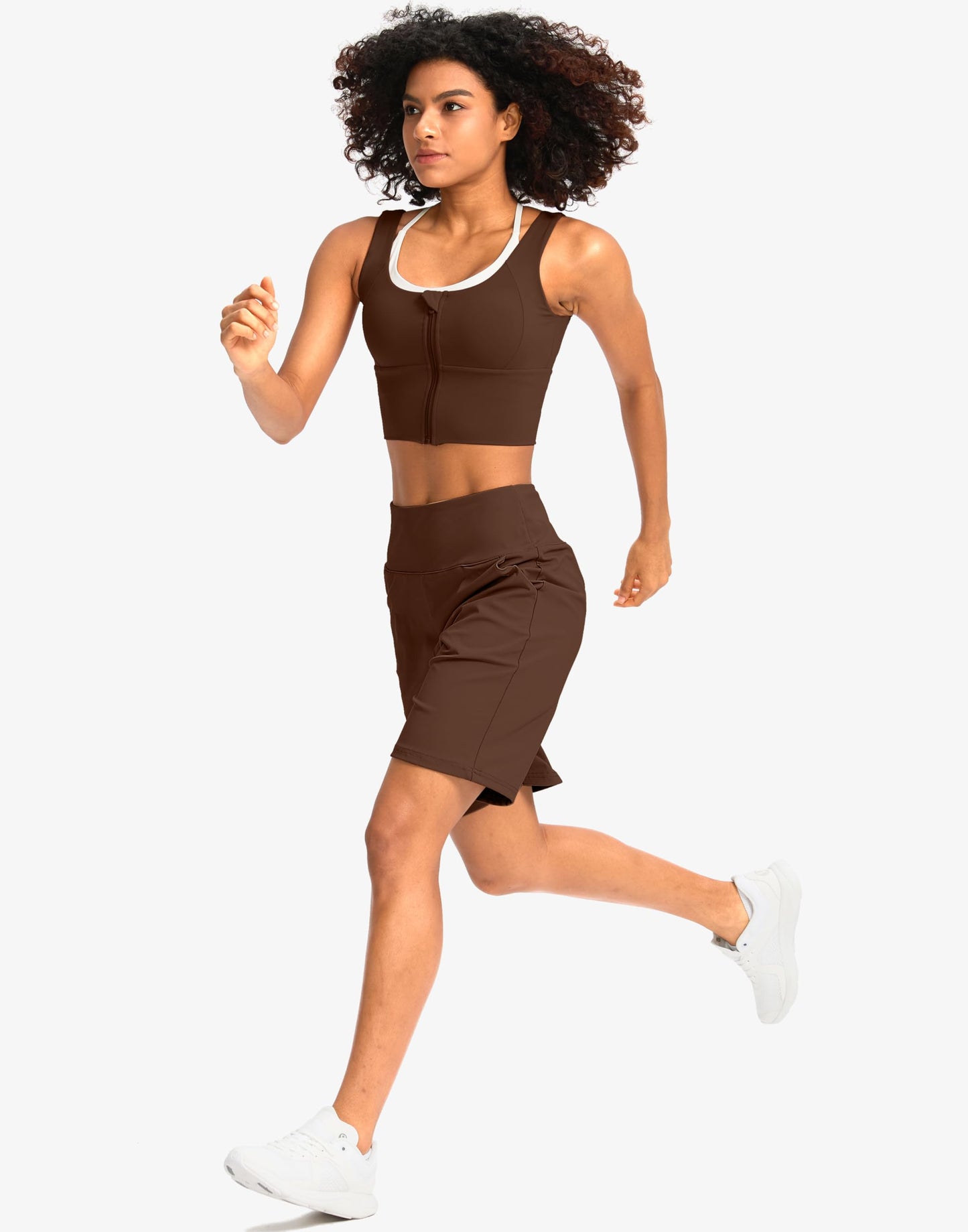 G Gradual Women's Bermuda Long Shorts with Pockets 9" High Waisted Knee Length Shorts for Women Walking Athletic Workout(Espresso,XL)