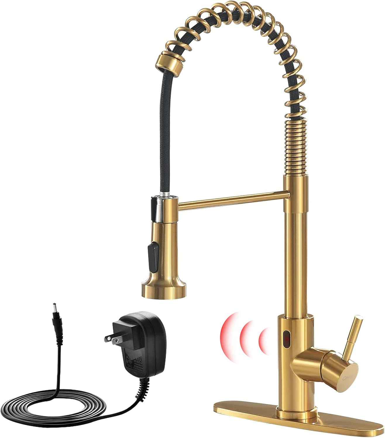 Matte Black Kitchen Faucet with Soap Dispenser - Commercial Single Handle Pull Down Sprayer