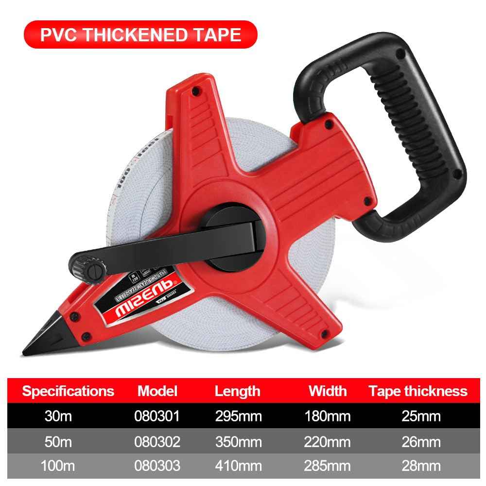 WISEUP 300 Ft Tape Measure Standard and Metric Industrial Long Measuring Tape Fiberglass Engineer's Open Reel Dual Sided Measuring Wheel (300 FT)