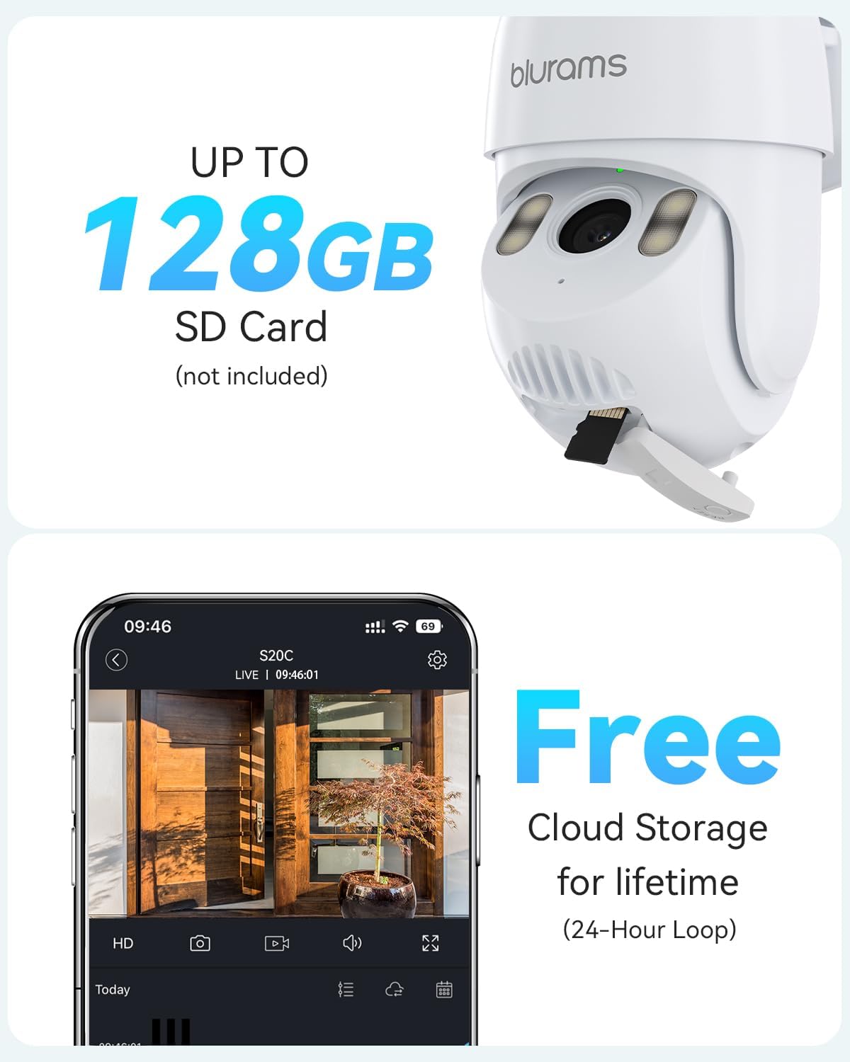 2K Outdoor Security Camera with 360° PTZ, Color Night Vision & Two-Way Audio - Wi-Fi IP66 Weatherproof, Works with Alexa