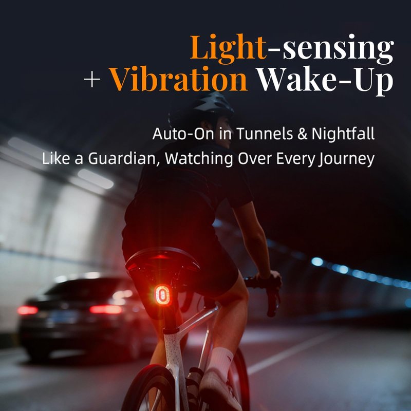 Smart Brake Sensing Bike Tail Light, IPX6 Waterproof USB-C Rechargeable Rear Light with 4 Modes & Same Frequency Induction for Night Cycling Safety