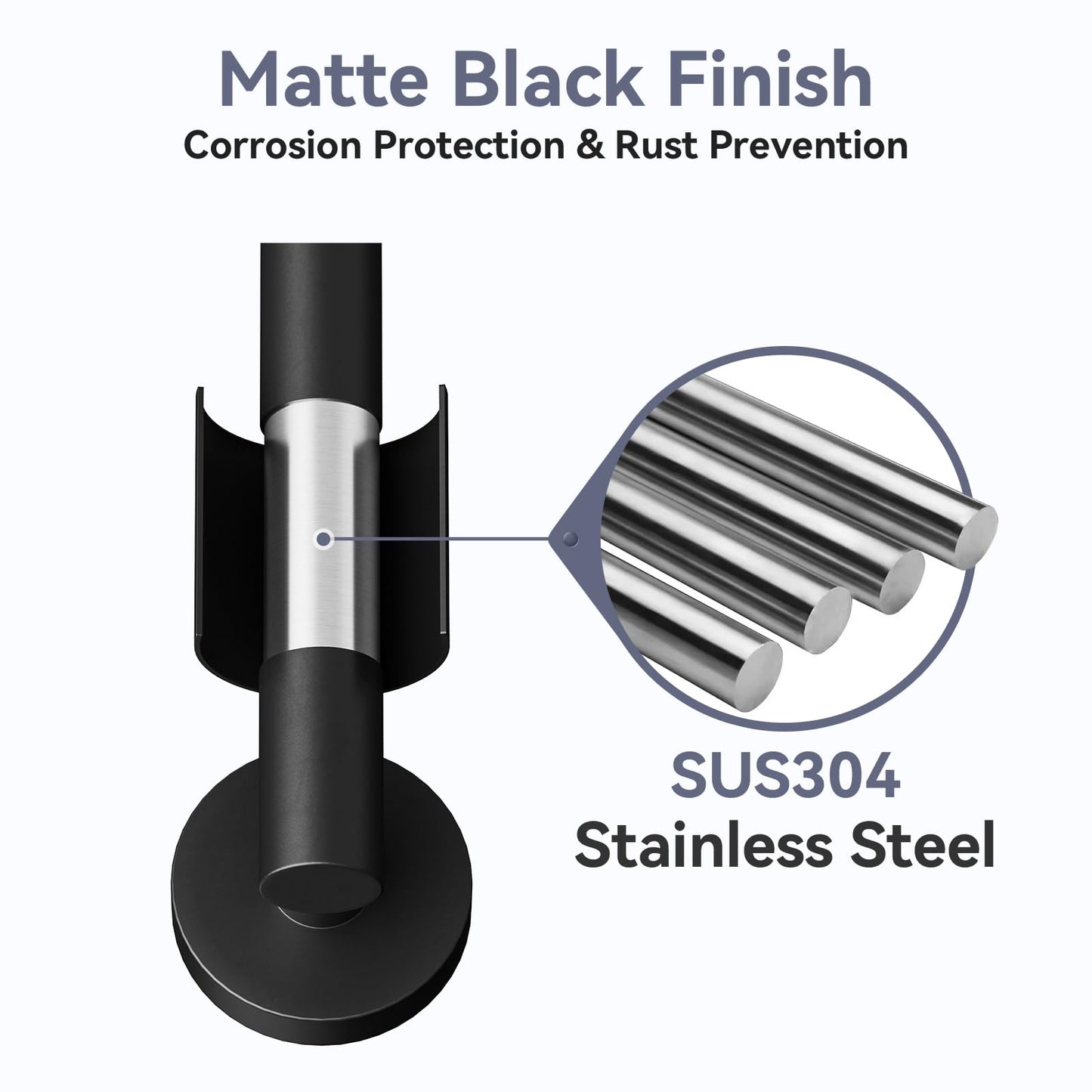 Bubxo Matte Black Towel Bar, 24 Inch Bathroom Towel Rack, Towel Holder Wall Mounted, Thicken SUS304 Stainless Steel Towel Rod Modern Home Decor (Total Length 26-Inch)