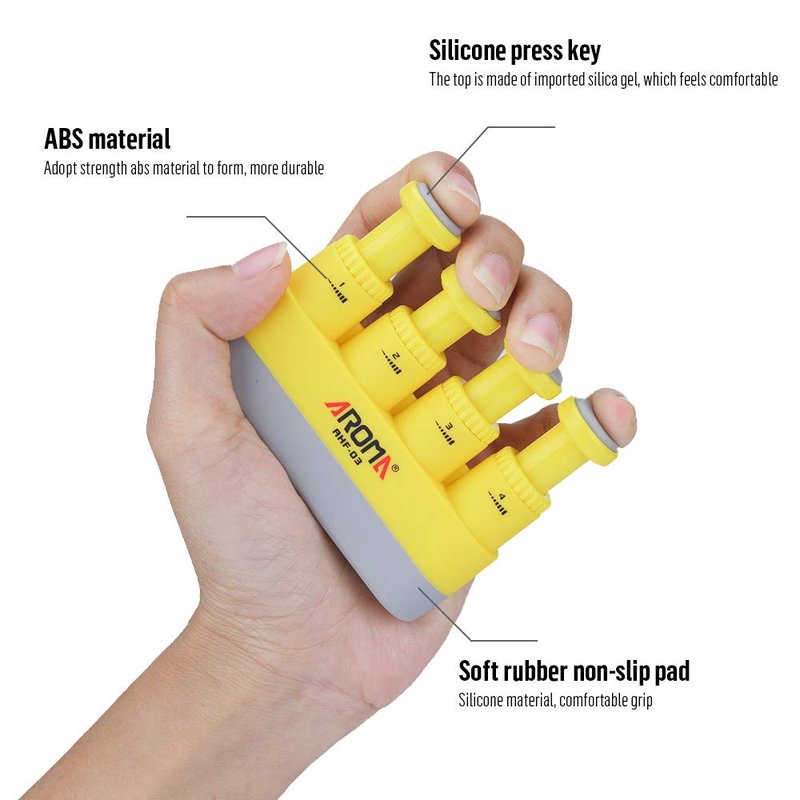 Hand Exerciser, Finger Exerciser (Hand Grip Strengthener),2019 New Spring-Loaded, Finger-Piston System Improve Dexterity & Strength in Fingers, Hands, Forearms(Yellow)