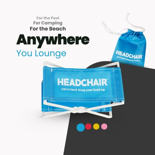 HeadChair™ – Vintage Beach Lounger Headrest | Compact Folding Beach Pillow (Ocean Pop)