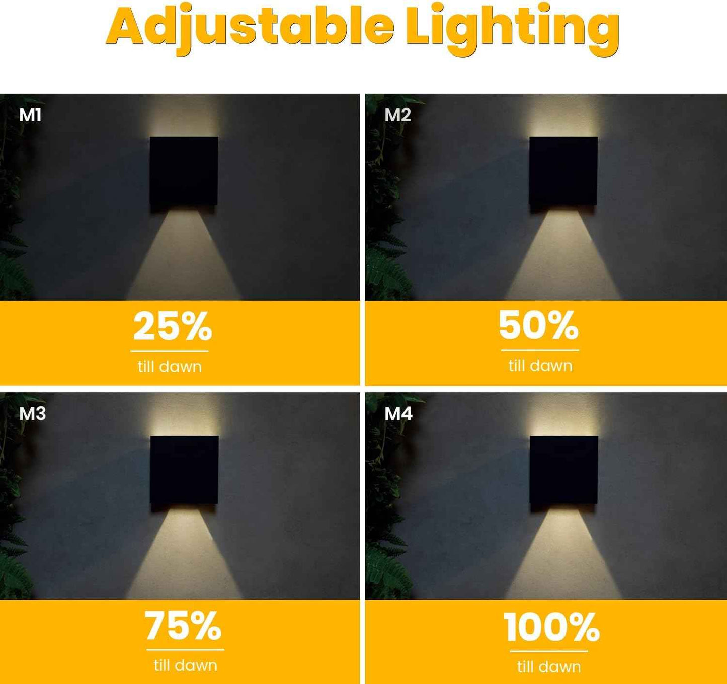 Up and Down Solar Wall Lights - 2pcs Waterproof 4000K 700LM Outdoor Cube Design for Porch, Patio & Yard Decor