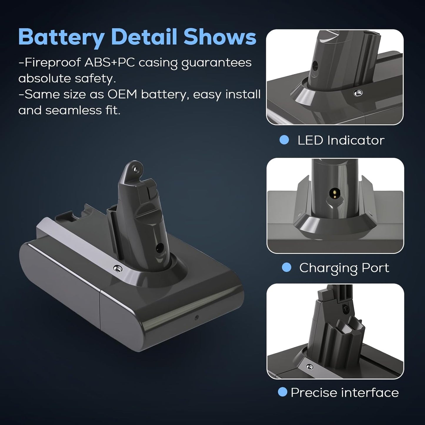 7000mAh V8 SV10 Battery for Dyson V8 Animal/Absolute/Motorhead - High-Performance Li-ion Replacement