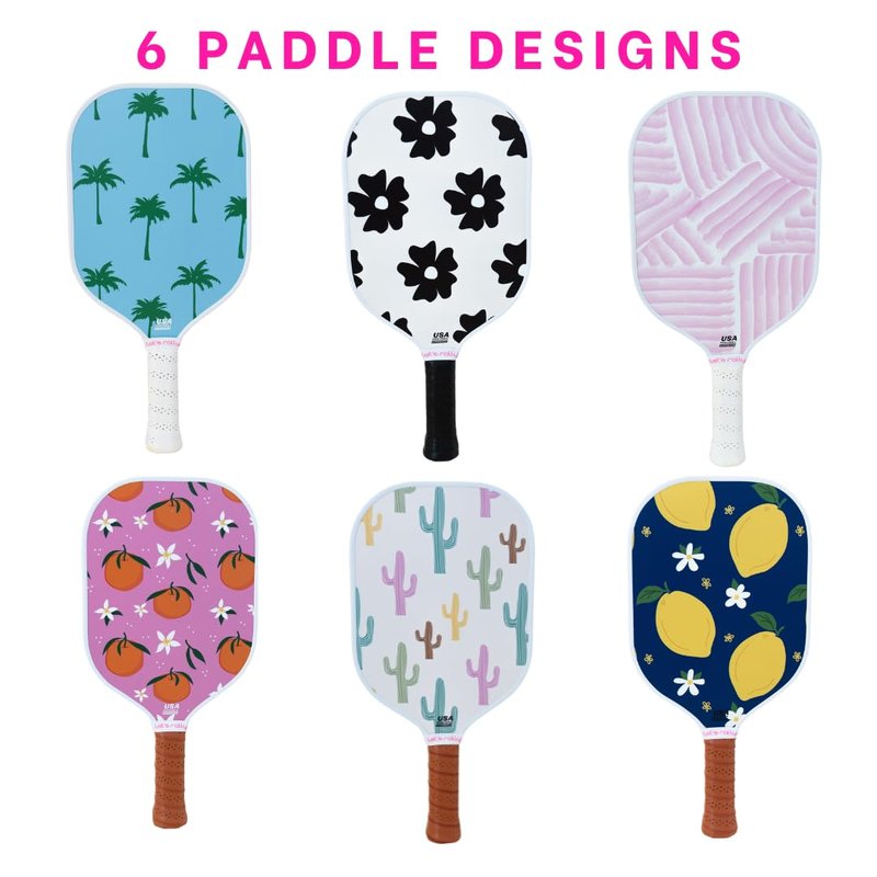 Let’s Rally USAPA Approved Fiberglass Pickleball Paddle – Cute Pickleball Paddle for Women, Indoor & Outdoor Pickleball Rackets (Flower Power)