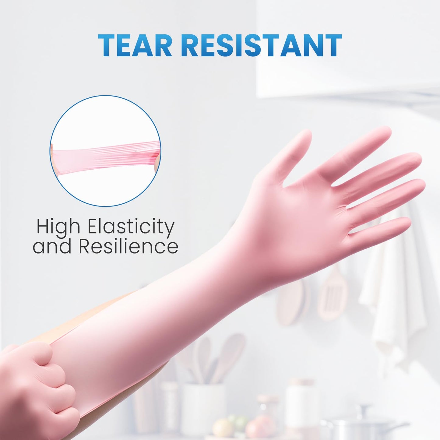 Borje Light-Duty Nitrile Disposable Gloves, 100 Count, Pink, Medium, Latex & Powder-Free, Food Safe, Esthetician, Cleaning, Cooking