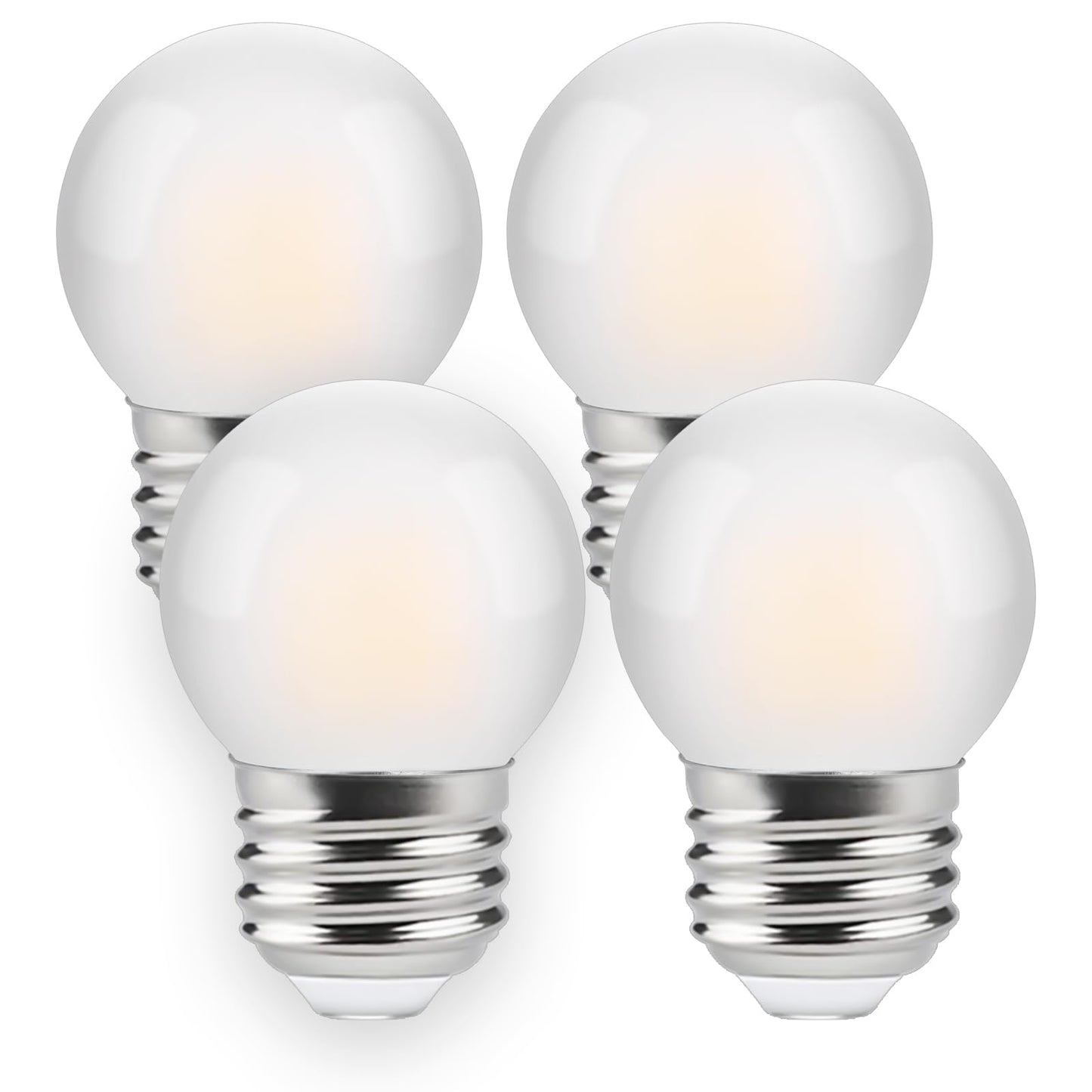 Zorykn G40 1.5W Low Wattage Led Bulb Equivalent 15 Watt, E26 Base G14 Small Low Power Light Bulb, Frosted, Warm White 2700K, 150LM, Non-Dimmable (4-Pack)