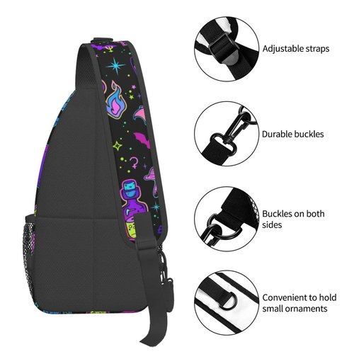 KMIVQGE Sugar Skull Rose Crossbody Backpack for Travel Hiking Chest Daypack Shoulder Sling Bag for Men Women Cycling Walking