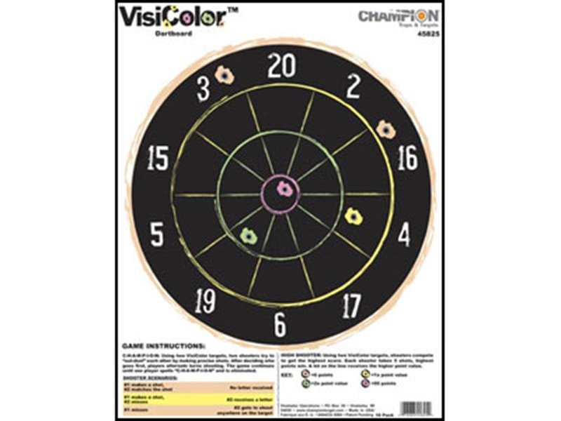 VisiColor High-Visibility Paper Targets, Dartboard - 10pk