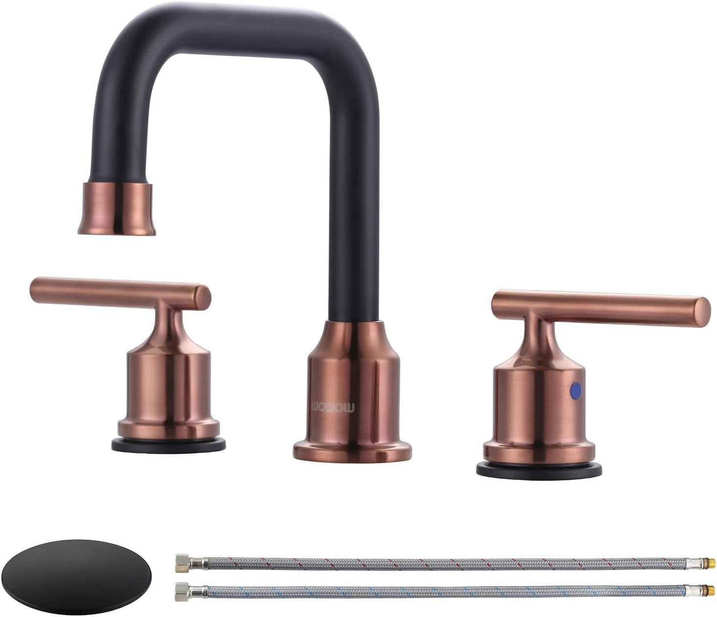 Brushed Nickel 8-Inch Widespread Bathroom Faucet with 360° Swivel Spout - Modern 2 Handle Lavatory Sink Fixture