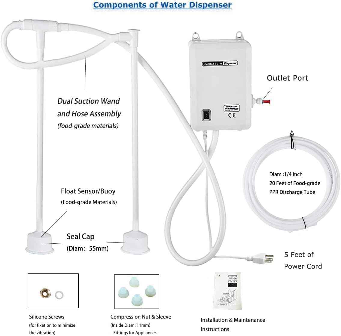 Electric Water Dispenser Pump for 5 Gallon Bottles - Quiet 110V Water Pump for Kitchen & Refrigerator
