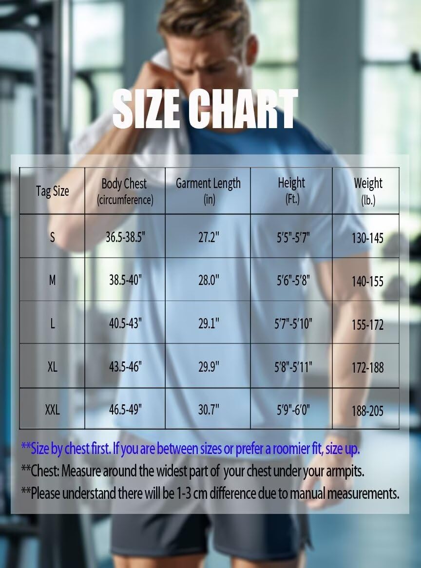 Zengjo Men's Athletic Shirt - Moisture-Wicking Short Sleeve Quick-Dry T-Shirt for Gym & Running