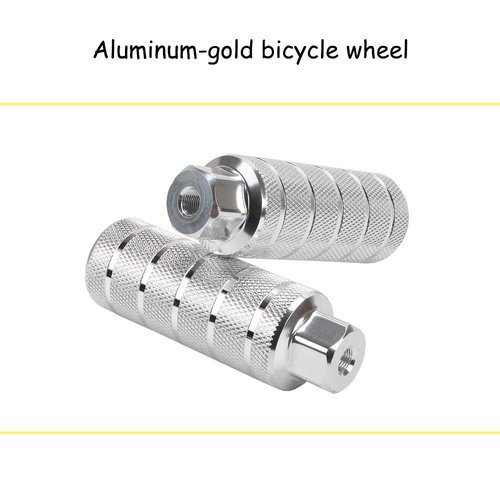 KOOBOOK 2Pcs Aluminum Alloy Bike Pegs BMX Pedals Bike Pedals Anti-Slip Rear Feet Pedals Diameter 38mm Fit 3/8 inch Axles Silver