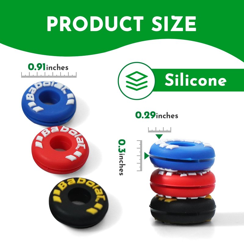 PHX Grove 6-Pack Tire-Shaped Tennis Racket Vibration Dampener - Shock Absorbers for Racquet Strings, Reduces Vibration, Noise and Arm Strain for Pain Relief - Durable Rubber, Easy to Install