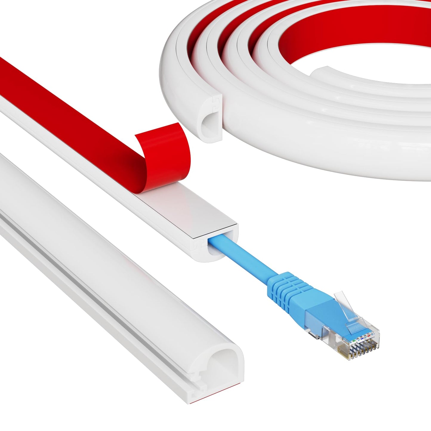 39" Side Open One Cord Hider (<1/4") for Wall Mounted Tv,Extension Cable Cover to Hide Conceal Cords Along Wall,Wire Raceway Management Cable Concealer Channel,Electric Cord Organizer Wiremold,White