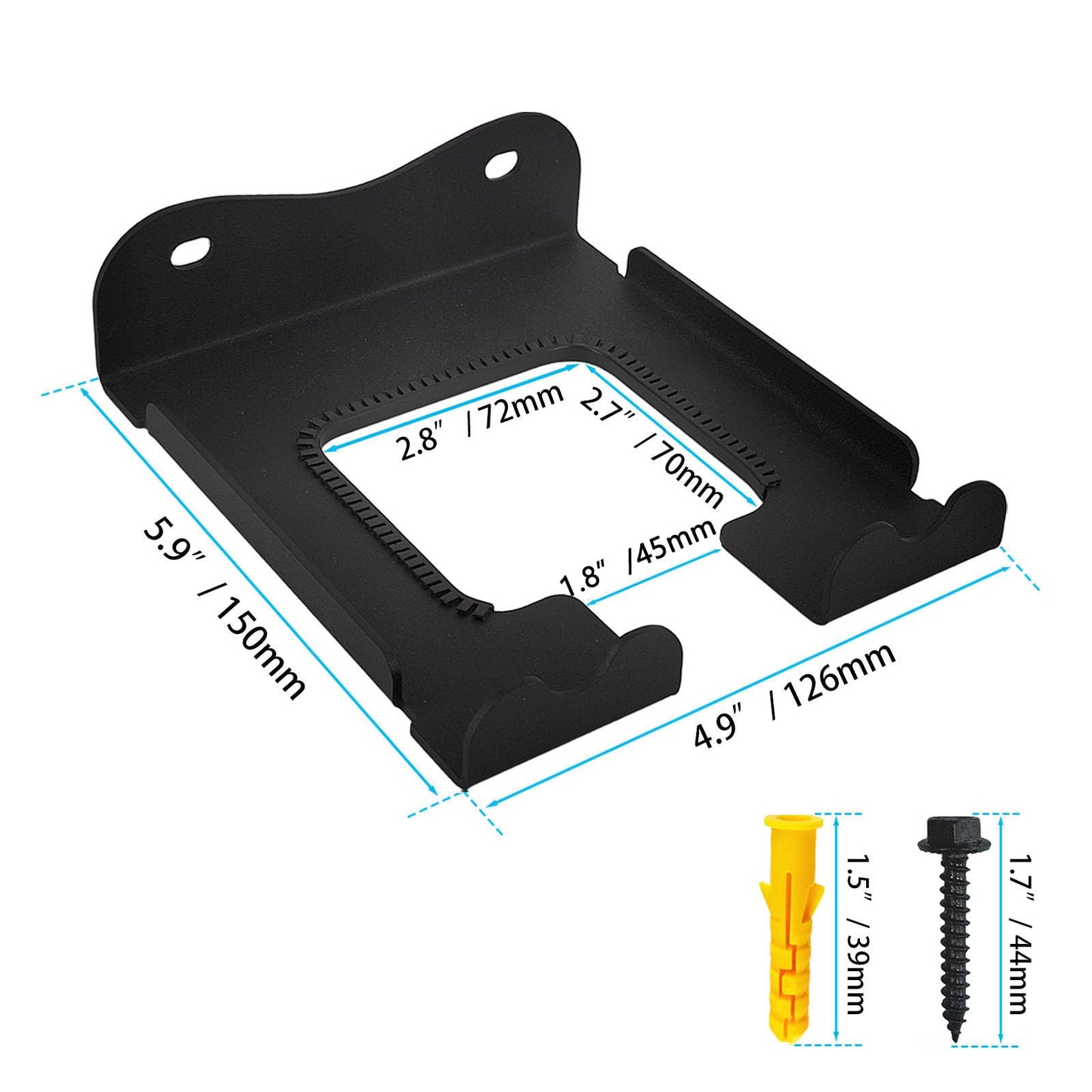 Ertuohg Garage Organizer Trimmer Rack, Heavy Duty Steel Weeder Eater Hanger, Wall Mounted Garden Tool Storage Rack, Black, 5.9 x 4.9 x 1.5 inches