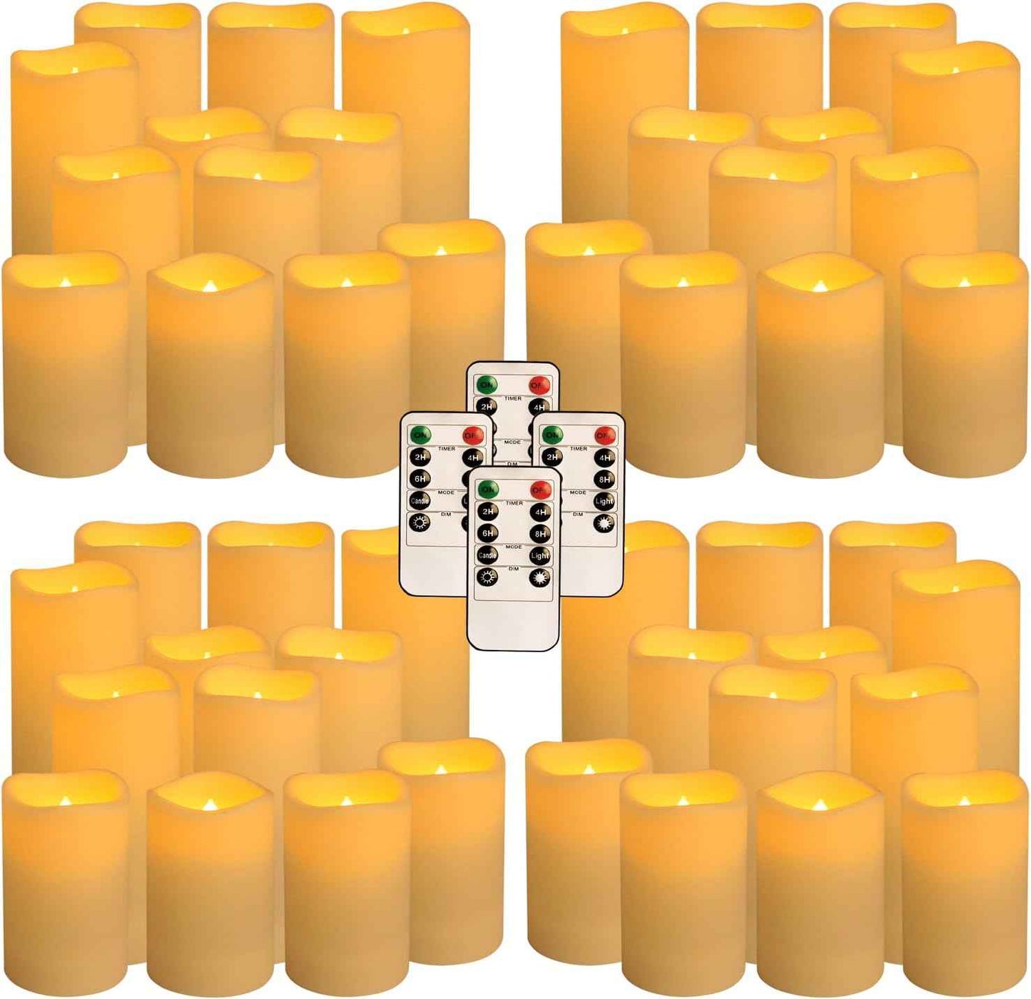 24-Pack Remote Control LED Flameless Candles - 3D Flame Timer Candles for Home, Weddings & Holidays