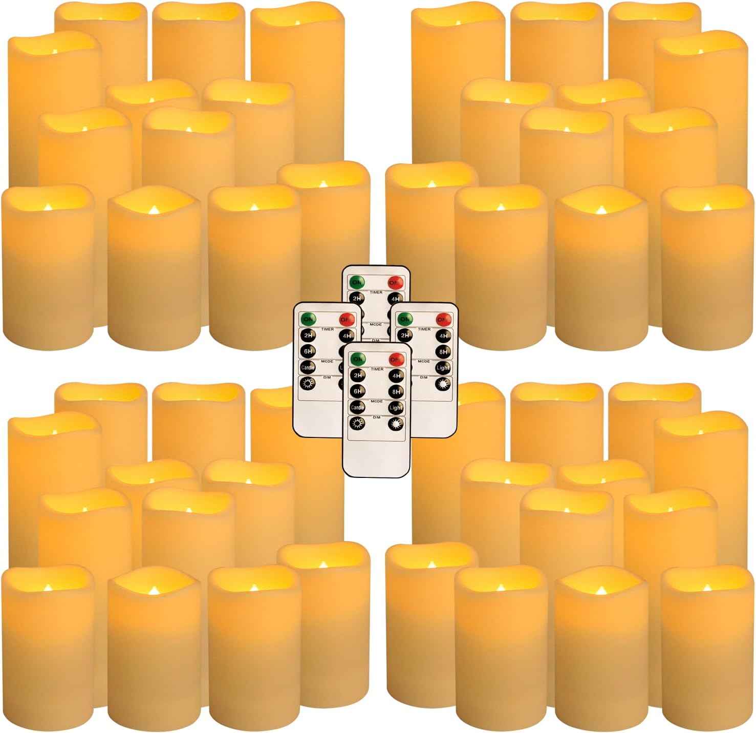 24-Pack Remote Control LED Flameless Candles - 3D Flame Timer Candles for Home, Weddings & Holidays