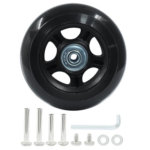 Zorveiio 4 Pack 45mm x 18mm Suitcase Replacement Wheels Lnline Skate Wheels Travel Bags Caster Rubber Wheels Luggage Wheels with Accessories, Black