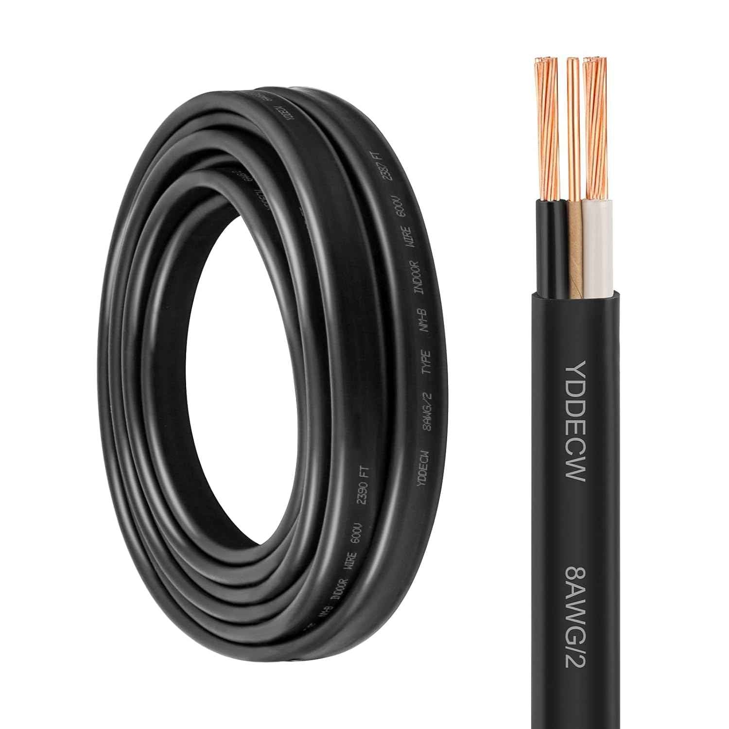 14 Gauge NM-B Wire with Ground - 50FT Pure Copper Indoor Electrical Cable for Outlets & Switches