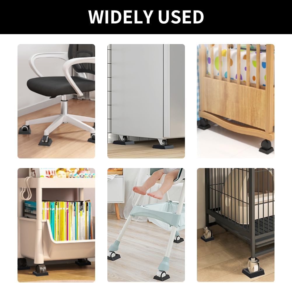 Non Slip Furniture Pads Wheel Stoppers for Office Chairs Beds Couches Prevent Sliding on Carpet Hard Floors Fits 1-4 Inch Wheels Silicone Caster Cups Durable Grips (5 PCS)