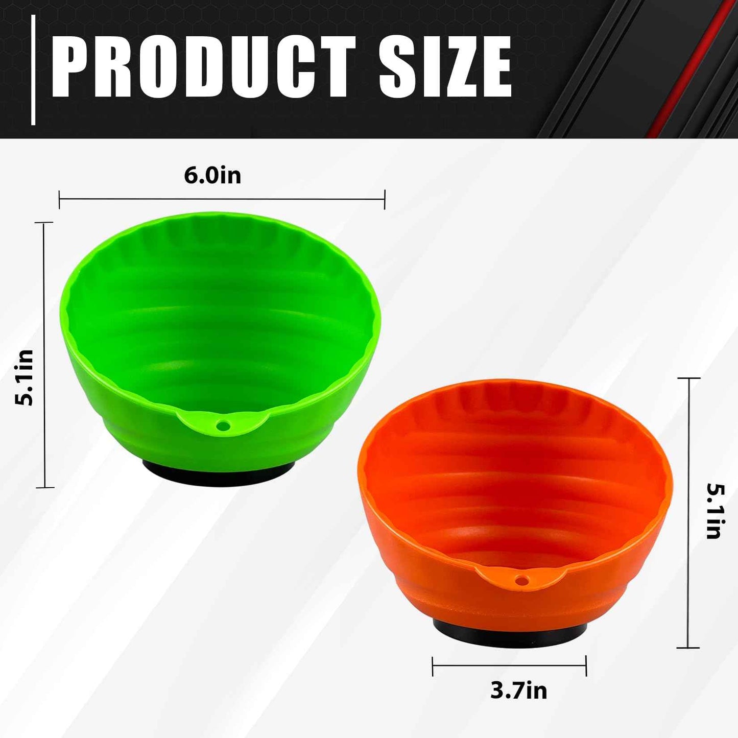 C&T 2-Piece Magnetic Nut Cup, Nuts and Bolts Organizer Set, 6 Inch Cup Diameter, Holds up to 5 lbs, Magnetic Bowls for Holding Nuts and Bolts, Small Parts, Pins, Tools