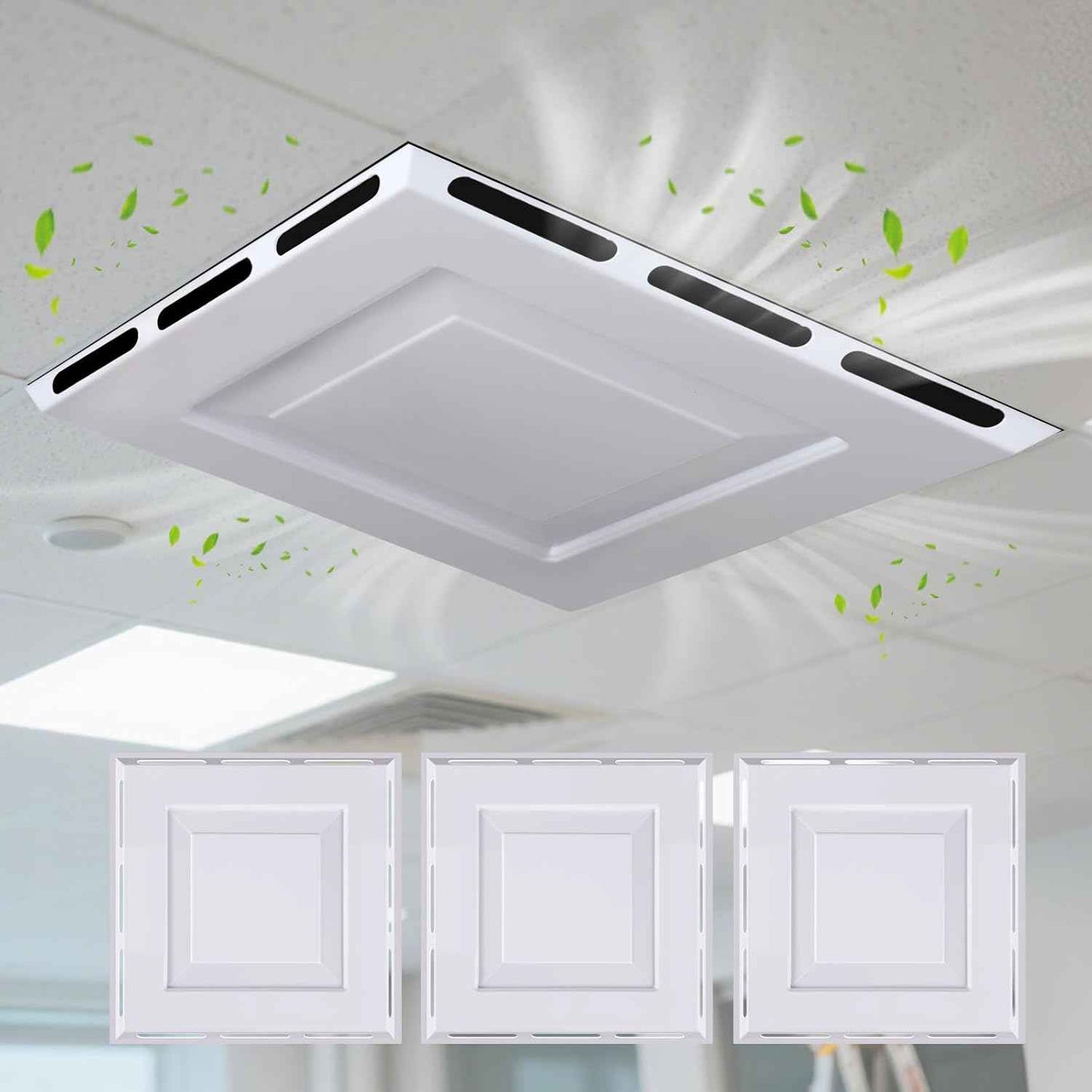 24x24 Ceiling Vent Deflector - 4-Way Air Diverter for Drop Ceilings, No Tools Needed