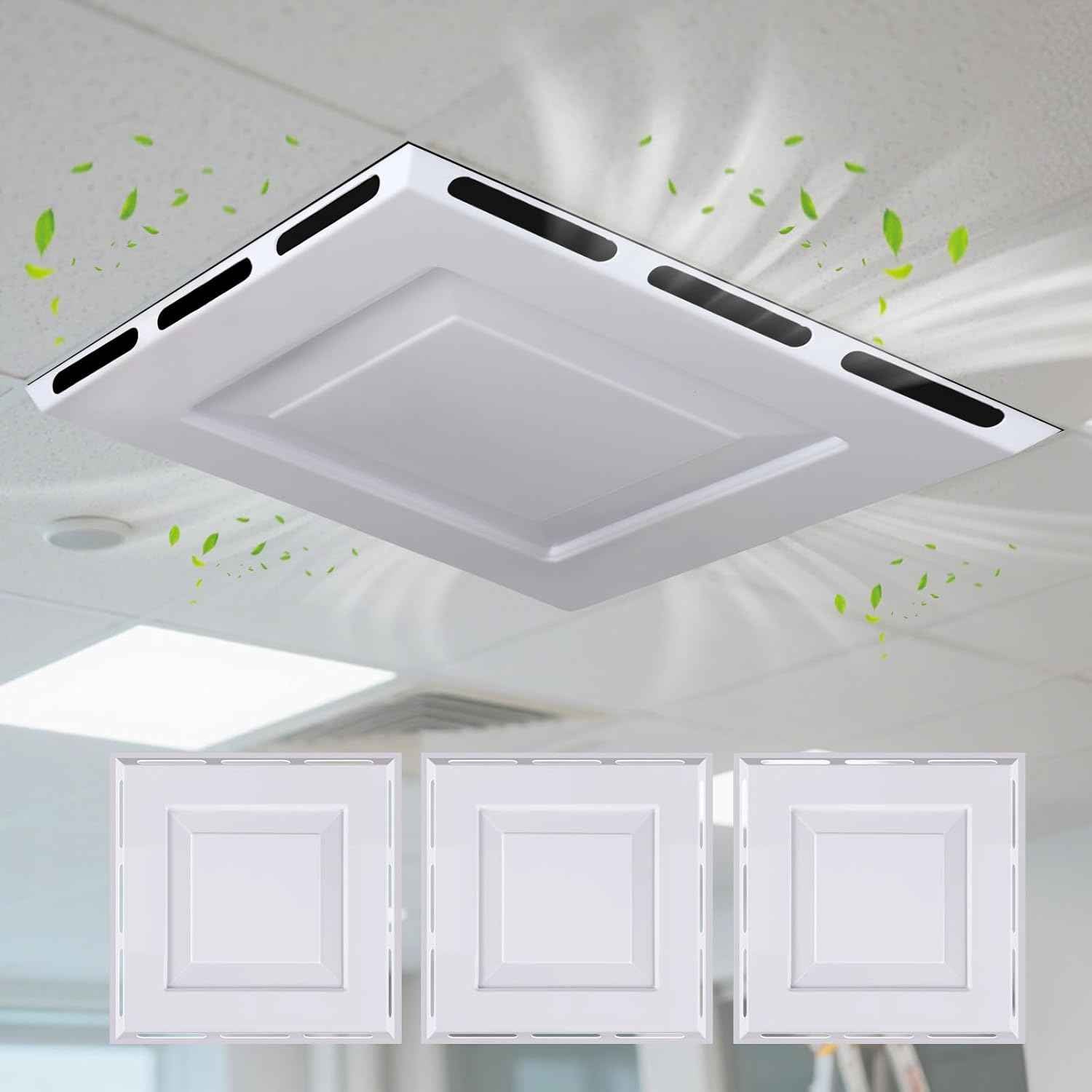 24x24 Ceiling Vent Deflector - 4-Way Air Diverter for Drop Ceilings, No Tools Needed