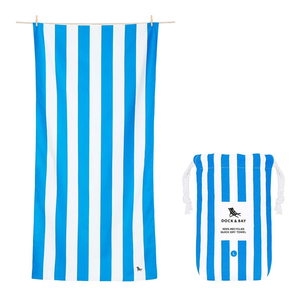 Dock & Bay Quick Drying Towel - for Sports & Gym - Compact, Lightweight - 100% Recycled - Includes Bag - Cabana - Set of 6, Extra Large (200x90cm, 78x35)