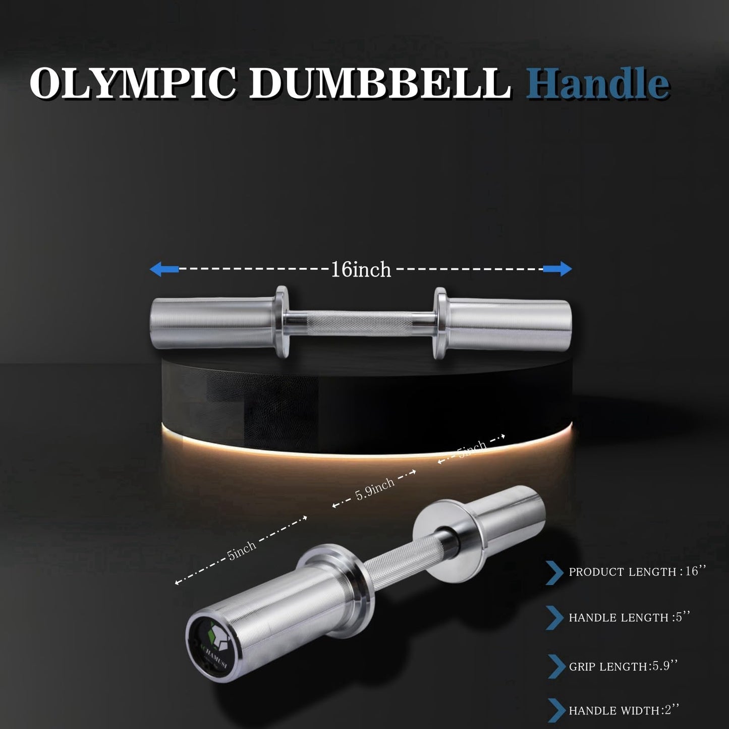 16" Olympic Dumbbell Handle Pair - Solid Adjustable Dumbbell Bars With Spring Collars 2'' Can Load(150LB/350LB), Suitable For Home Gym Exercise
